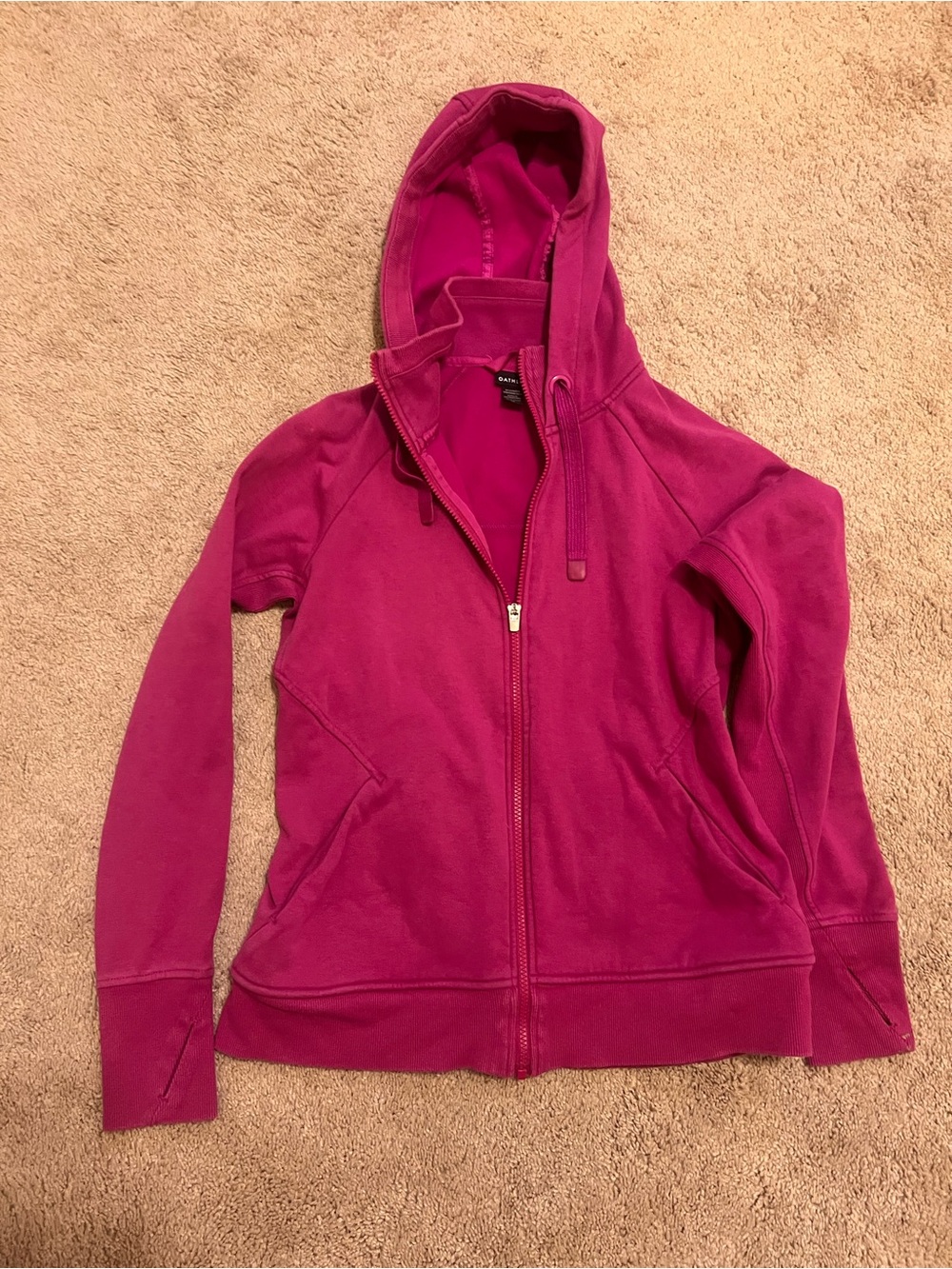 Athleta Magenta Full-Zip Hooded Sweatshirt
